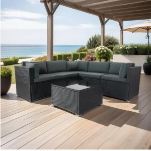 6 Pieces PE Rattan sectional Outdoor Furniture
