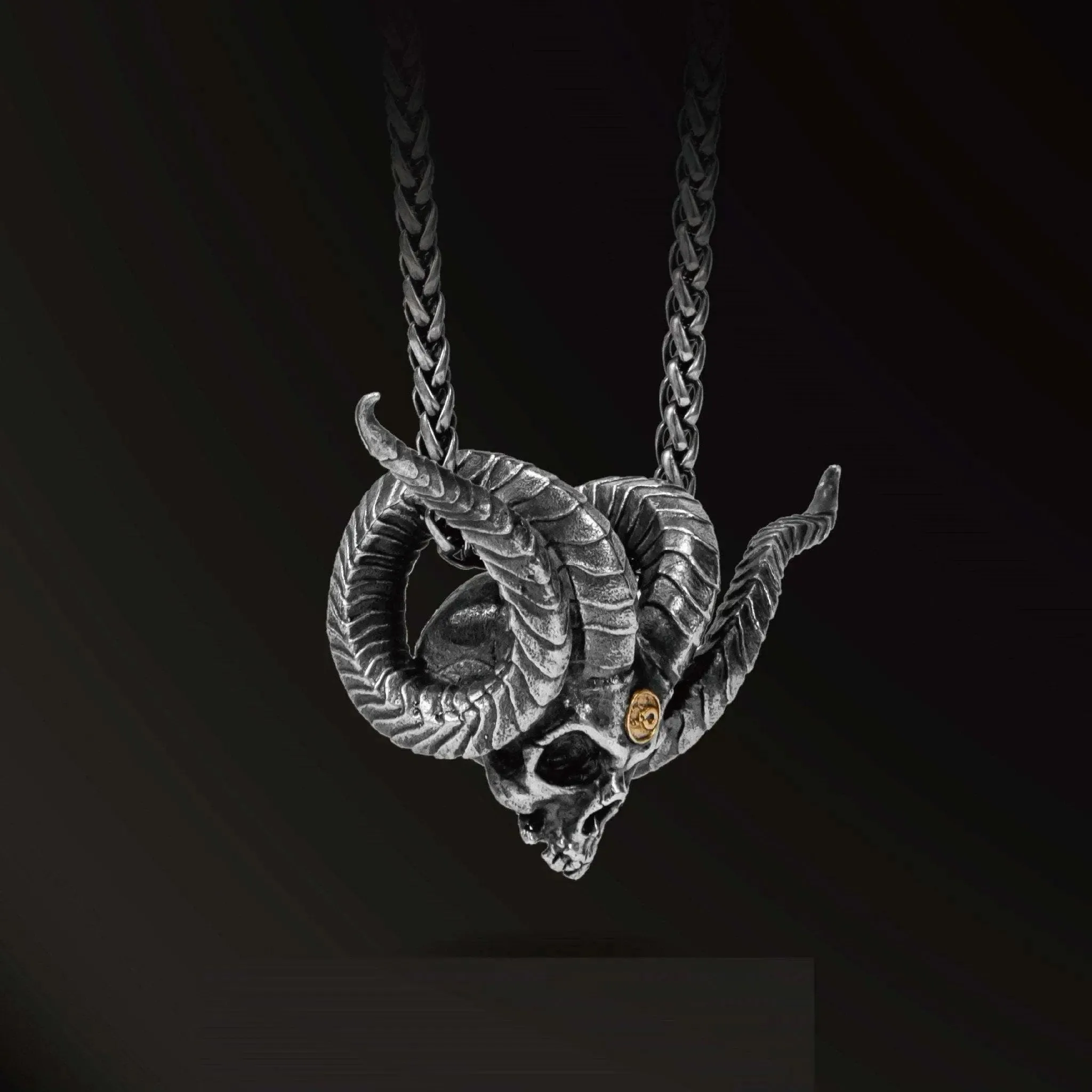 Antique 925 Silver Punk Necklace with 18k Gold Inlay