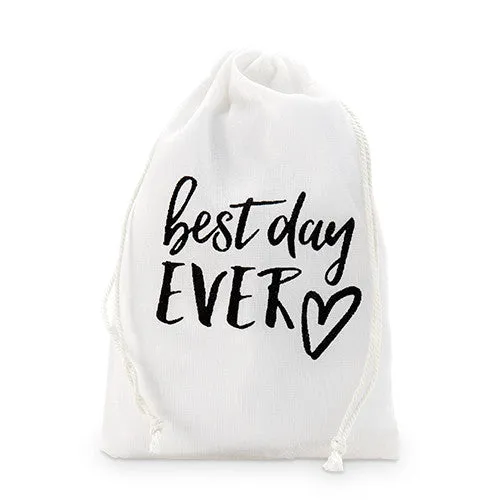 Best Day Ever Muslin Drawstring Favor Bag