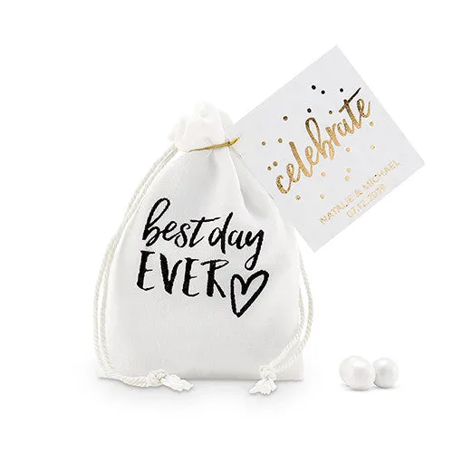 Best Day Ever Muslin Drawstring Favor Bag