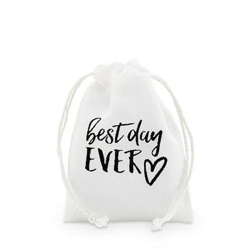 Best Day Ever Muslin Drawstring Favor Bag
