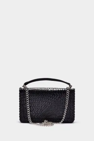 Black Weave Silver Chain Shoulder Bag