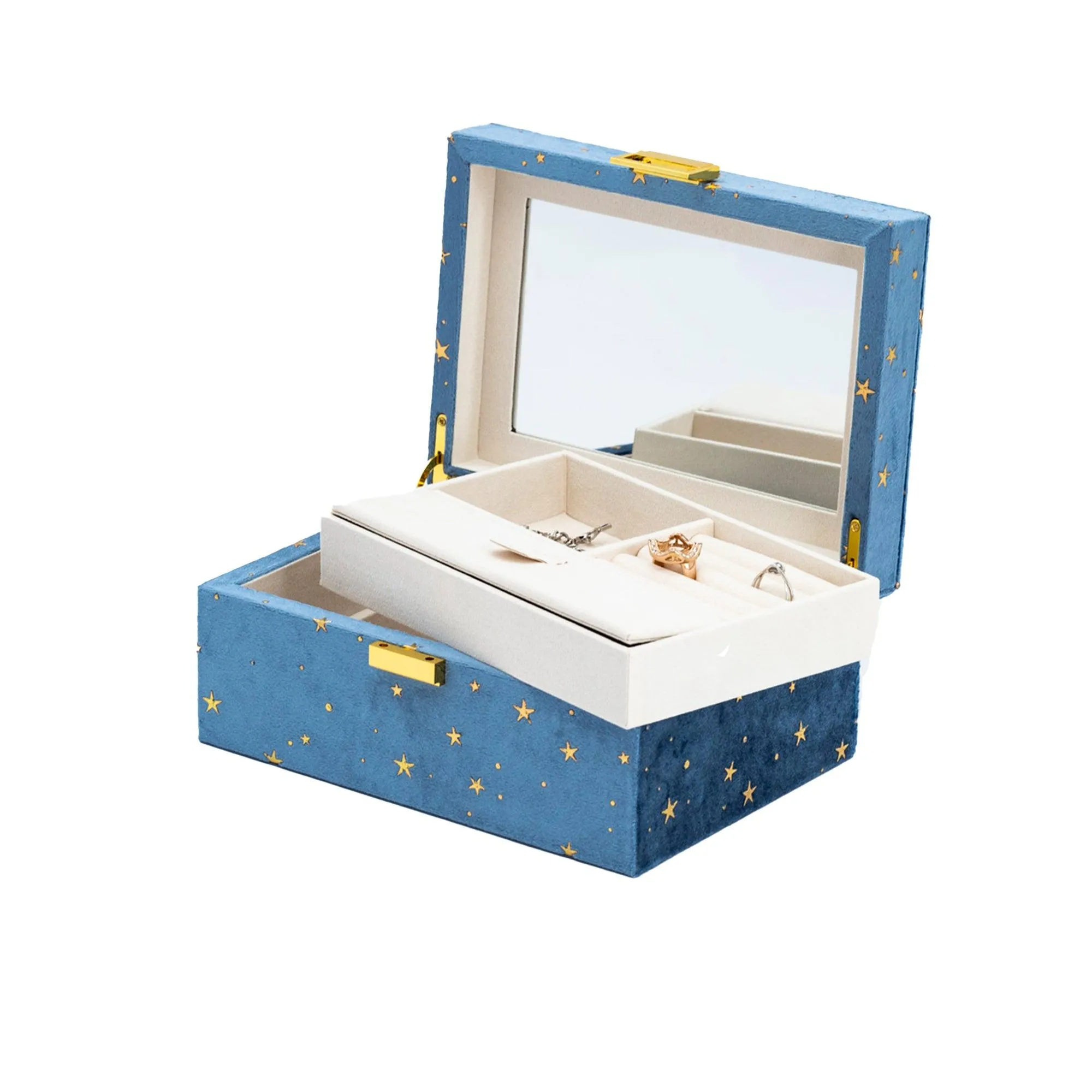 Blue Suede Jewellery Box
