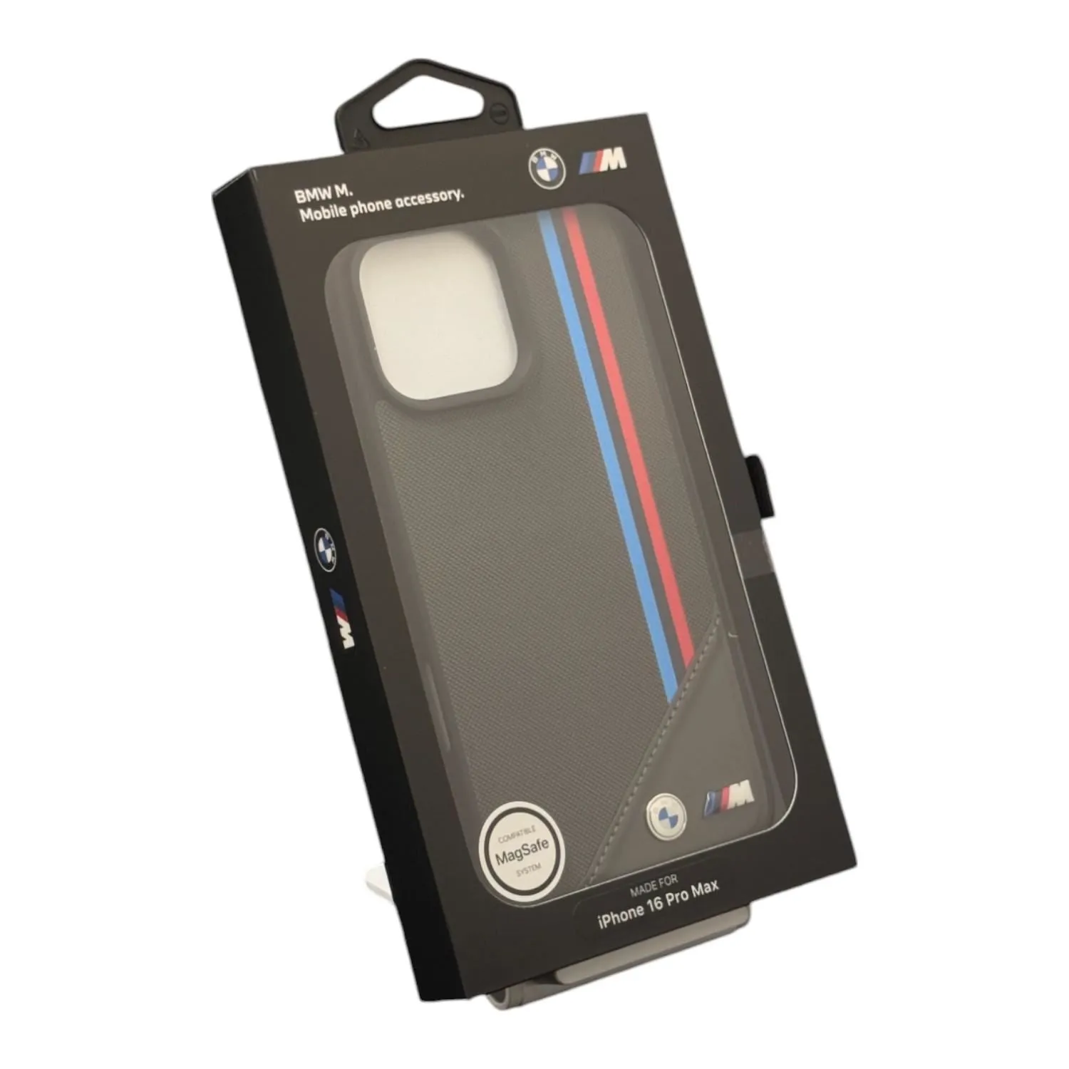 BMW M Meshed Tricolor Stripes Case with MagSafe for iPhone 16 Pro Max 6.9" Grey - BMHMP16X23PUTRA