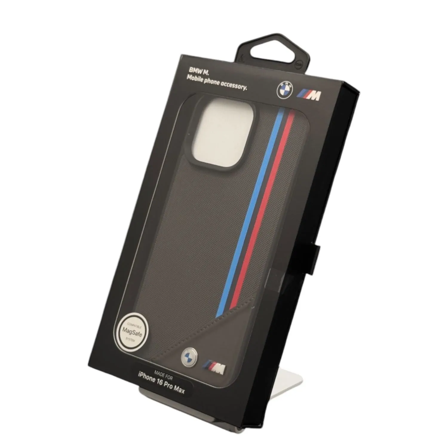 BMW M Meshed Tricolor Stripes Case with MagSafe for iPhone 16 Pro Max 6.9" Grey - BMHMP16X23PUTRA