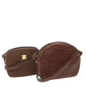 Brown and Red PVC Shoulder Bag Set by Salvatore Ferragamo