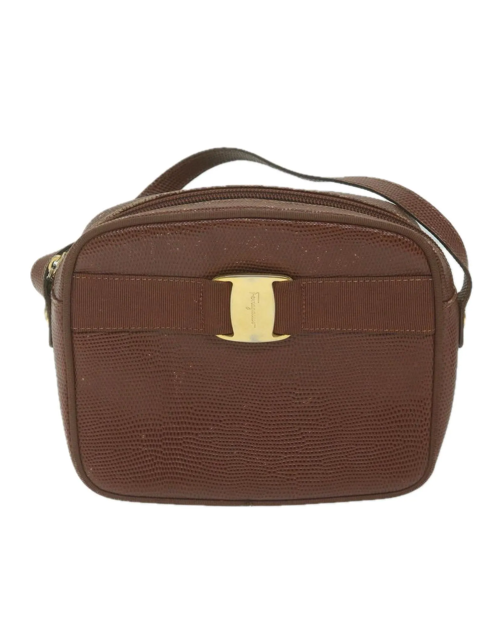 Brown and Red PVC Shoulder Bag Set by Salvatore Ferragamo