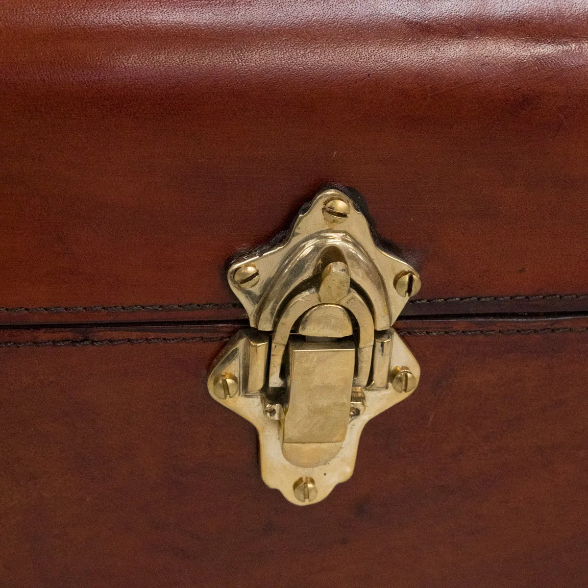Cognac Leather Trunk Coffee Table
