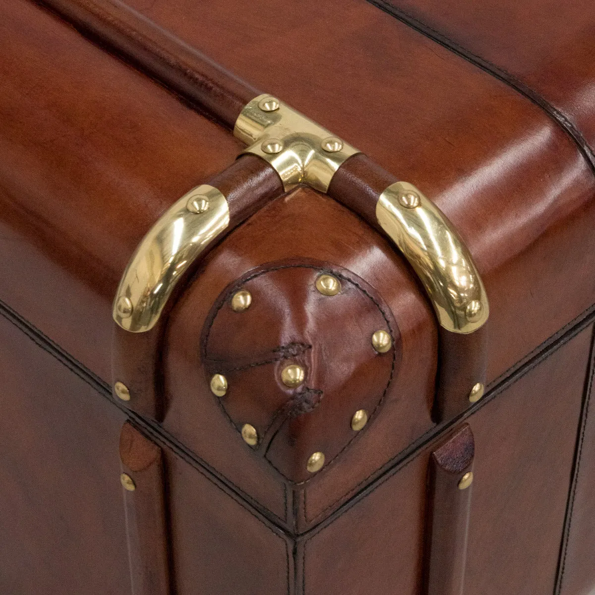Cognac Leather Trunk Coffee Table
