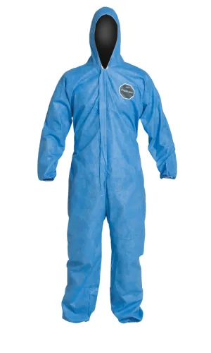 Coveralls - DuPont ProShield® 10 Standard Fit Hood, Elastic Wrists & Ankles, Elastic Waist, Serged Seams, Blue (Case of 25) PB127S