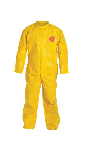 Coveralls - DuPont Tychem® 2000 Collar, Stormflap, Open Wrists & Ankles, Storm Flap w/ Adhesive Closure, Bound Seams, Yellow (Case of 12) QC120B