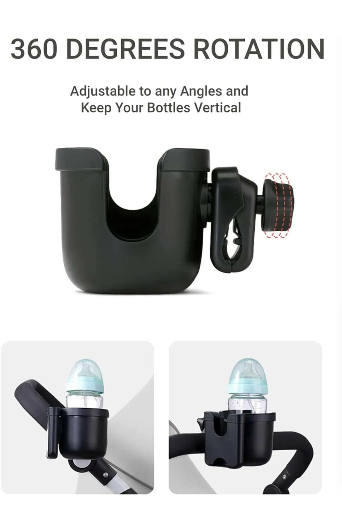 Cup and phone Holder for stroller (Black)