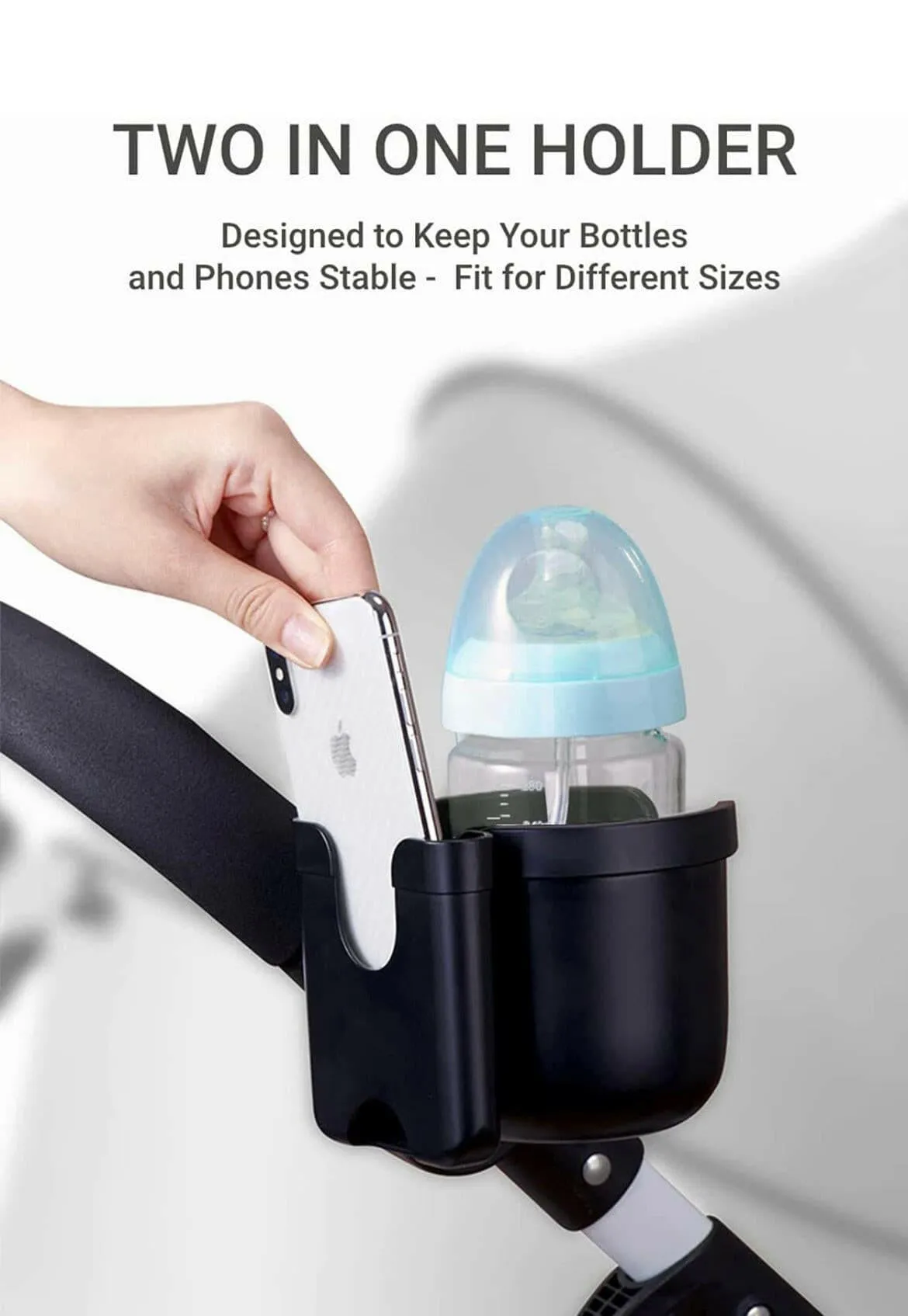 Cup and phone Holder for stroller (Black)