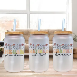 Custom Text Retro Glass Tumbler 16 Oz Frosted Can Glass Personalized Iced Coffee Cup Your Text Here Cup Custom Name Frosted Mug (CWG1001)