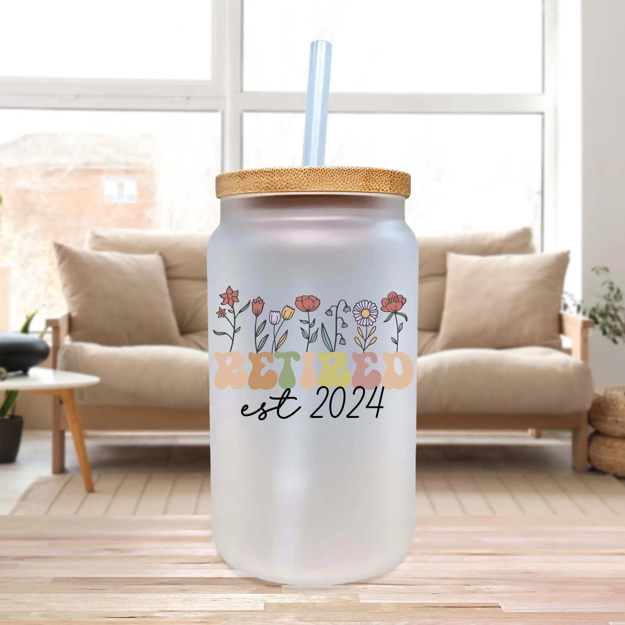 Custom Text Retro Glass Tumbler 16 Oz Frosted Can Glass Personalized Iced Coffee Cup Your Text Here Cup Custom Name Frosted Mug (CWG1001)