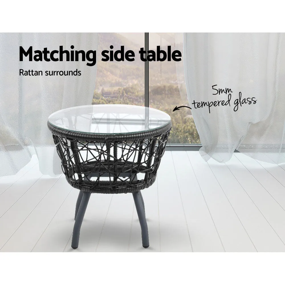 Eastwood 2-Seater Chair and Table 3-Piece Outdoor Patio Set - Black