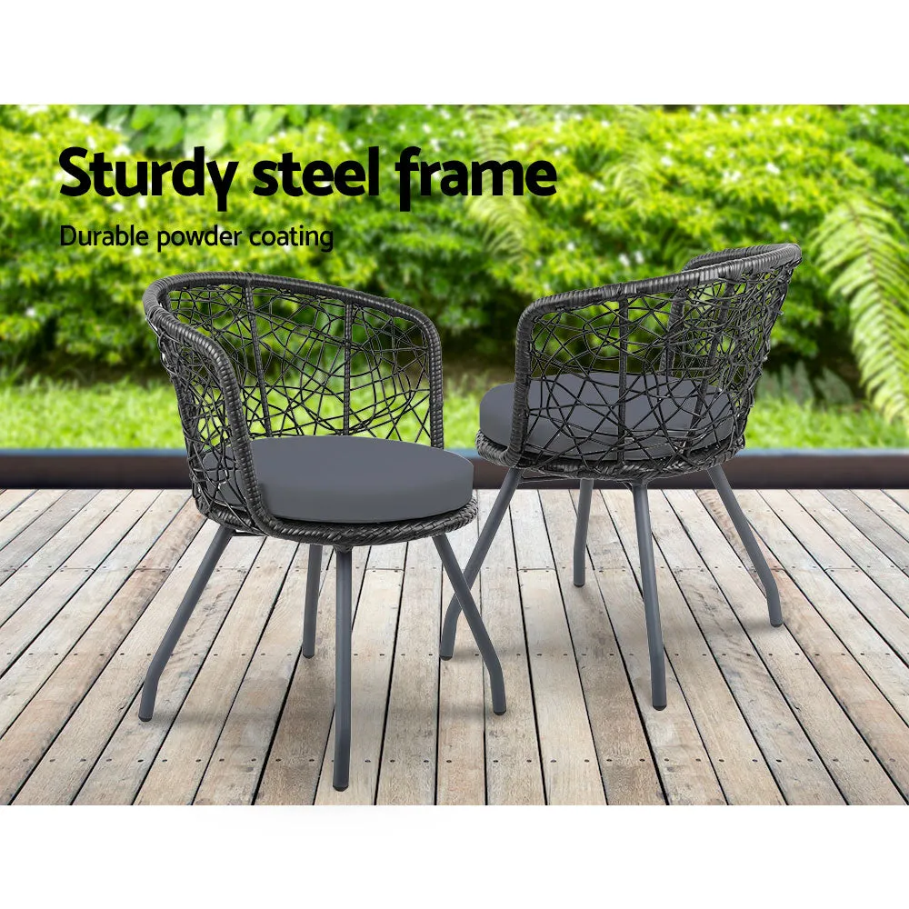 Eastwood 2-Seater Chair and Table 3-Piece Outdoor Patio Set - Black