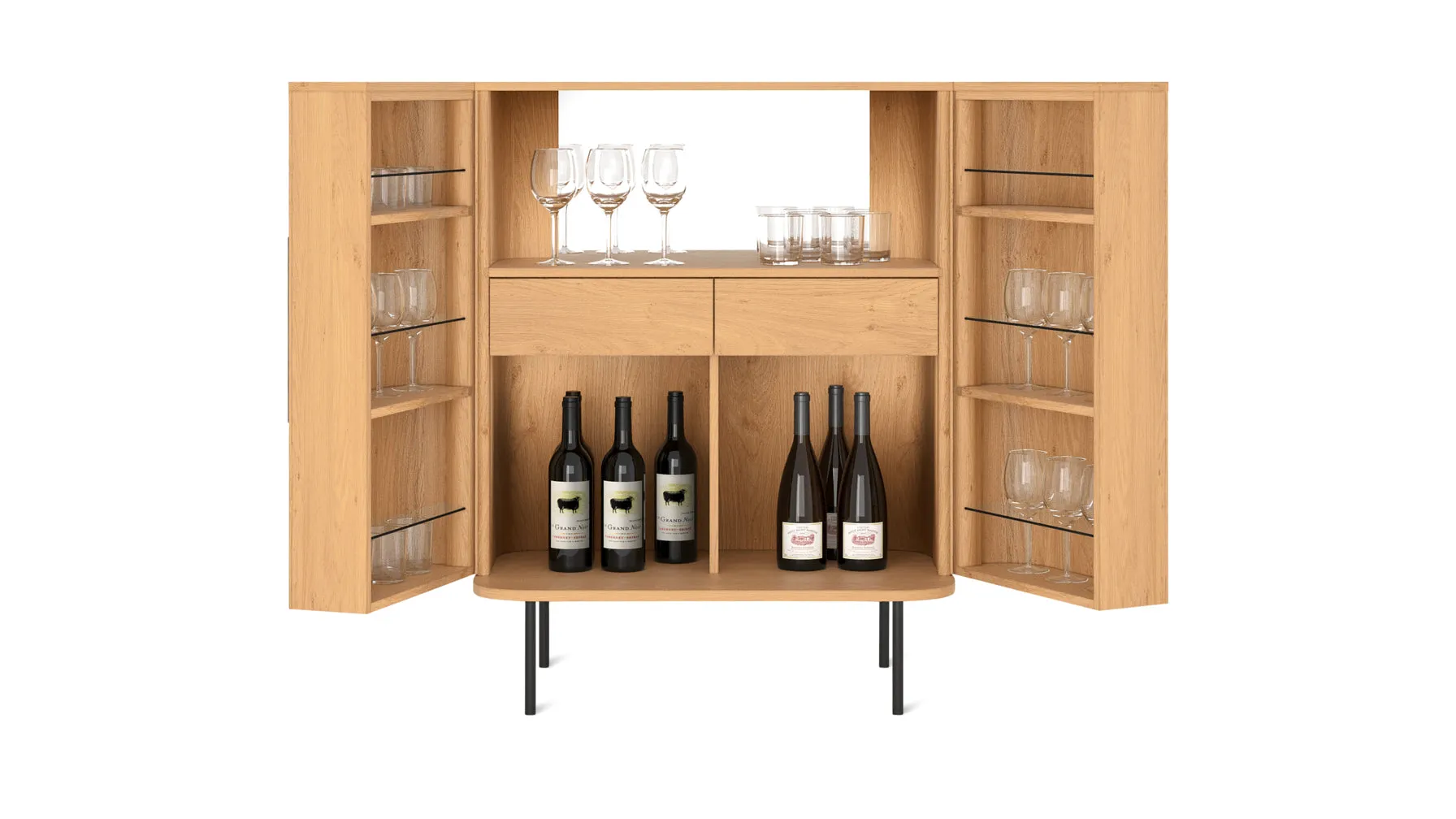 Easy Edge Bar Cabinet, White Oak
