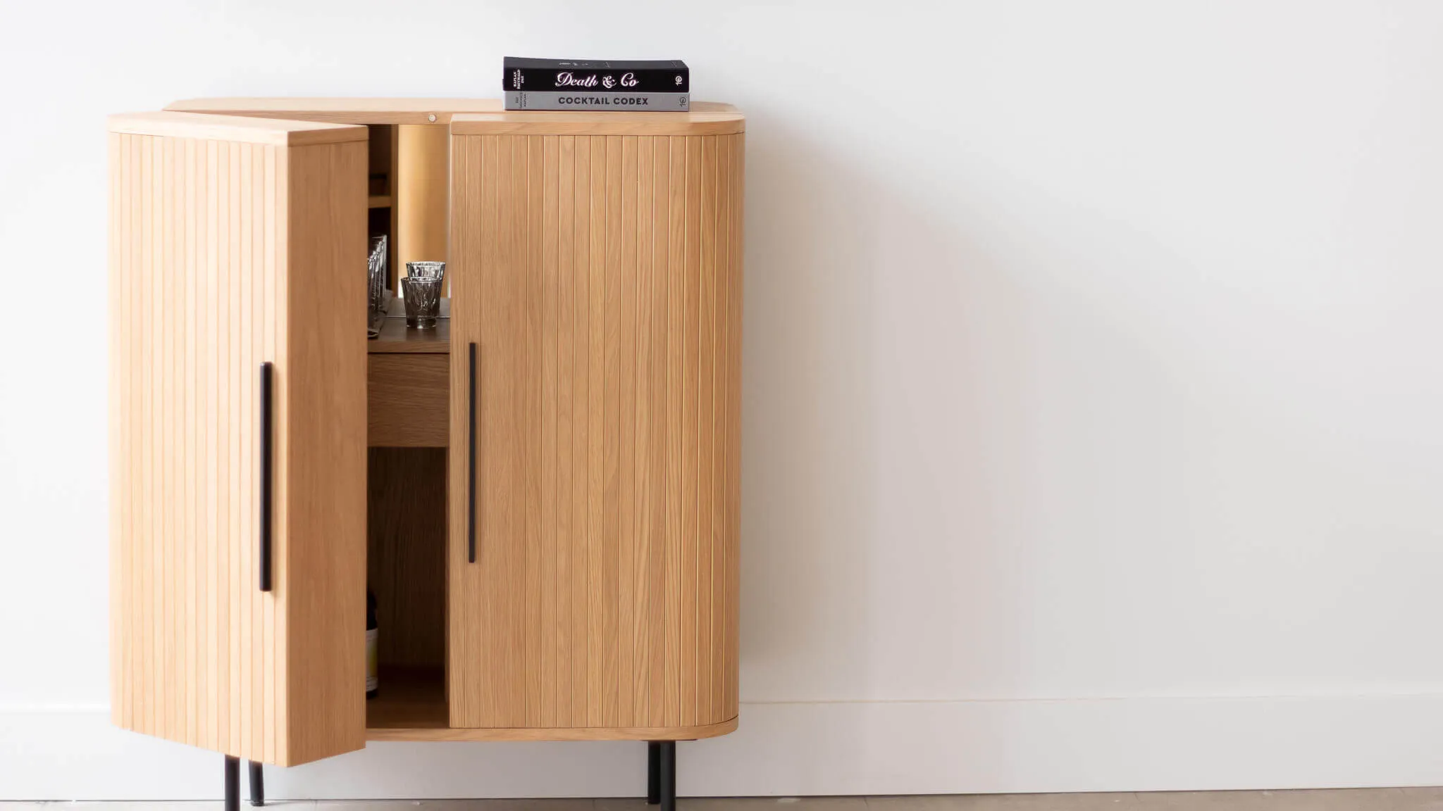Easy Edge Bar Cabinet, White Oak