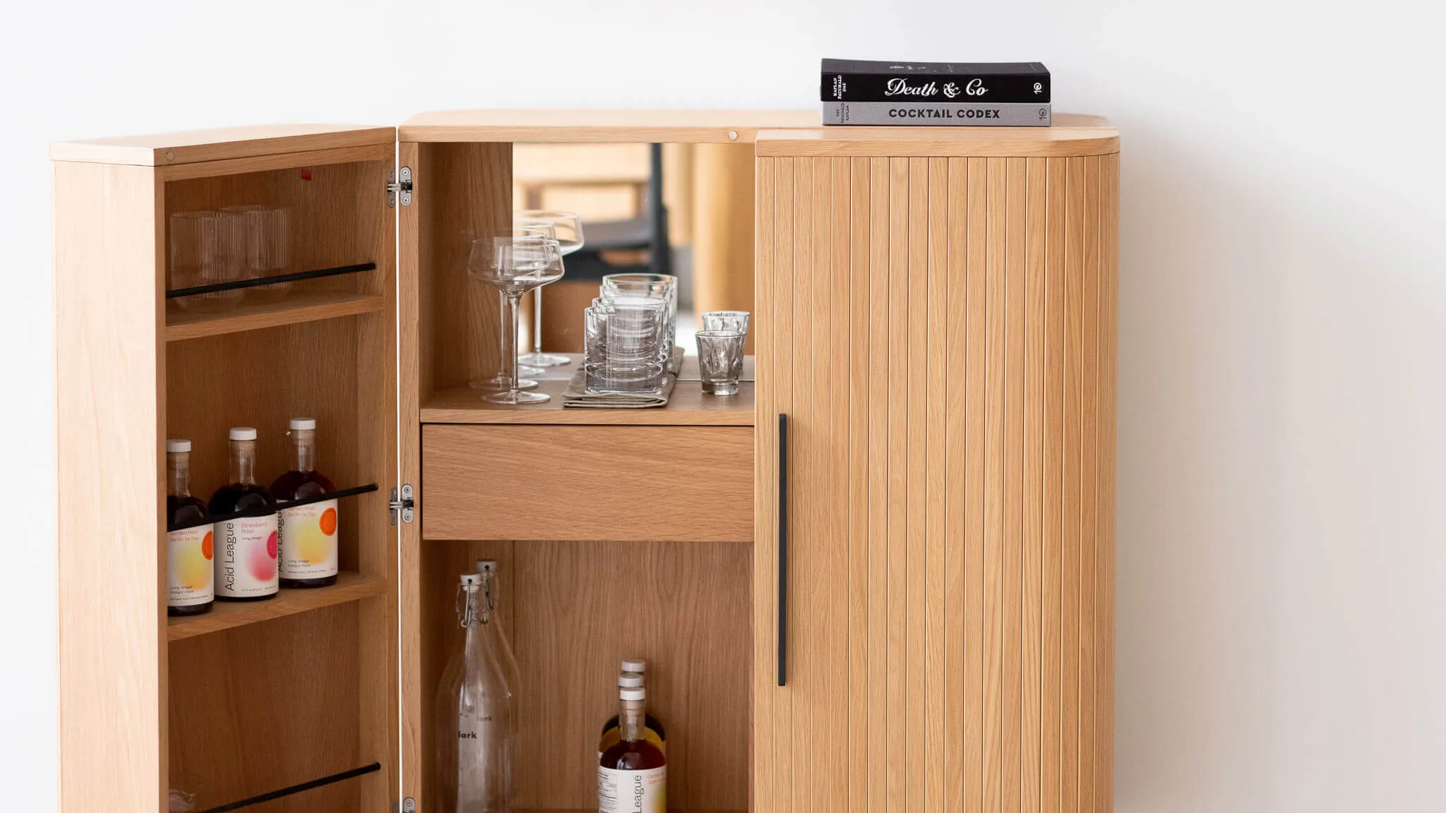 Easy Edge Bar Cabinet, White Oak