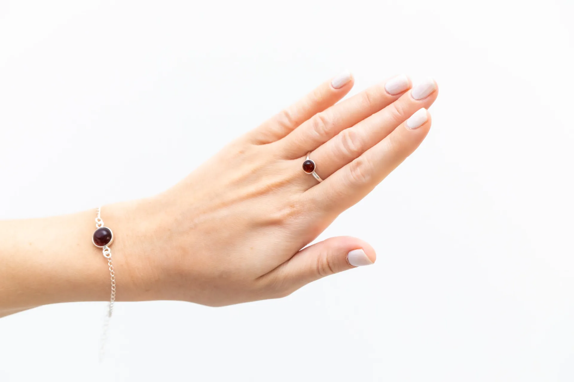 ESSENTIALS Mini Cherry Red Amber Stacking Ring - Elegant and Versatile Everyday Jewelry