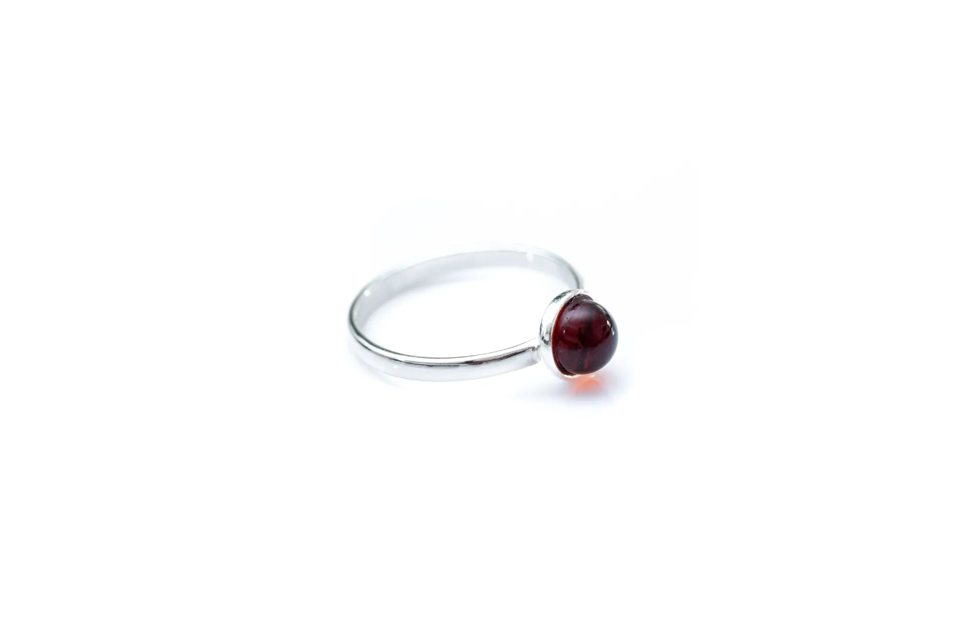 ESSENTIALS Mini Cherry Red Amber Stacking Ring - Elegant and Versatile Everyday Jewelry