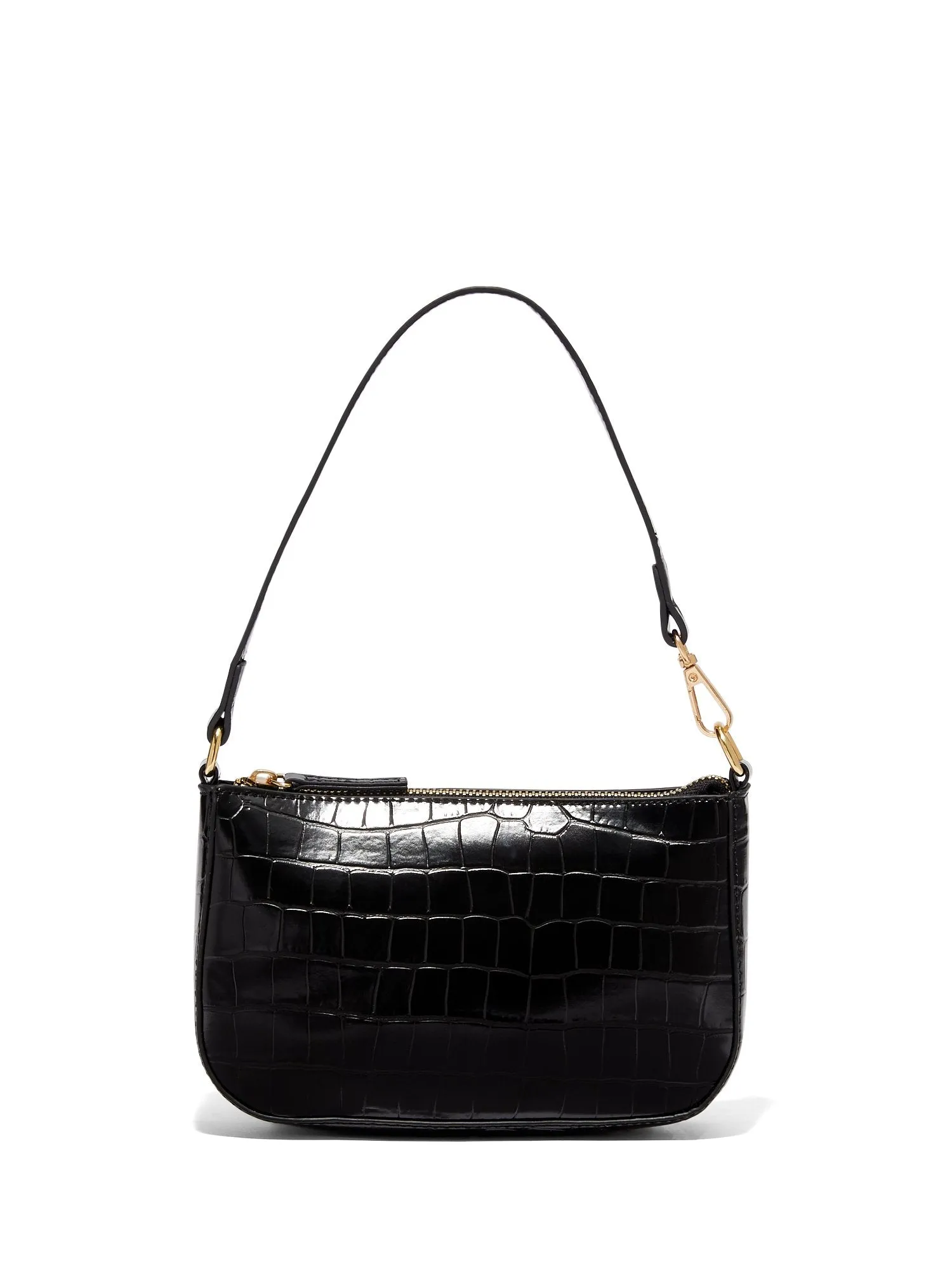 Faux-Croc Leather Embossed Shoulder Bag