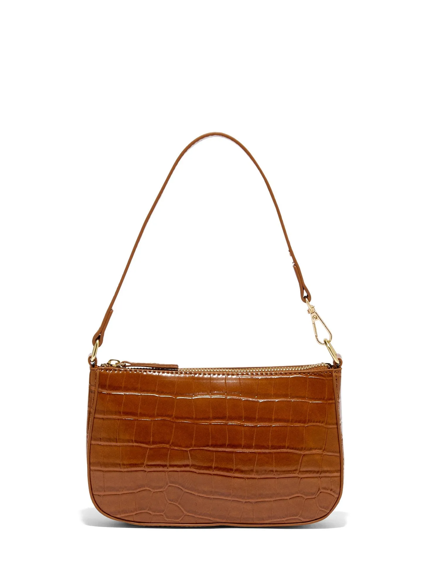 Faux-Croc Leather Embossed Shoulder Bag