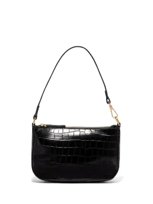 Faux-Croc Leather Embossed Shoulder Bag