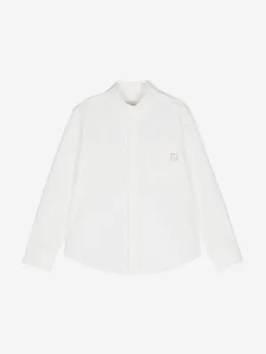 Fendi Boys Cotton Logo Shirt in White
