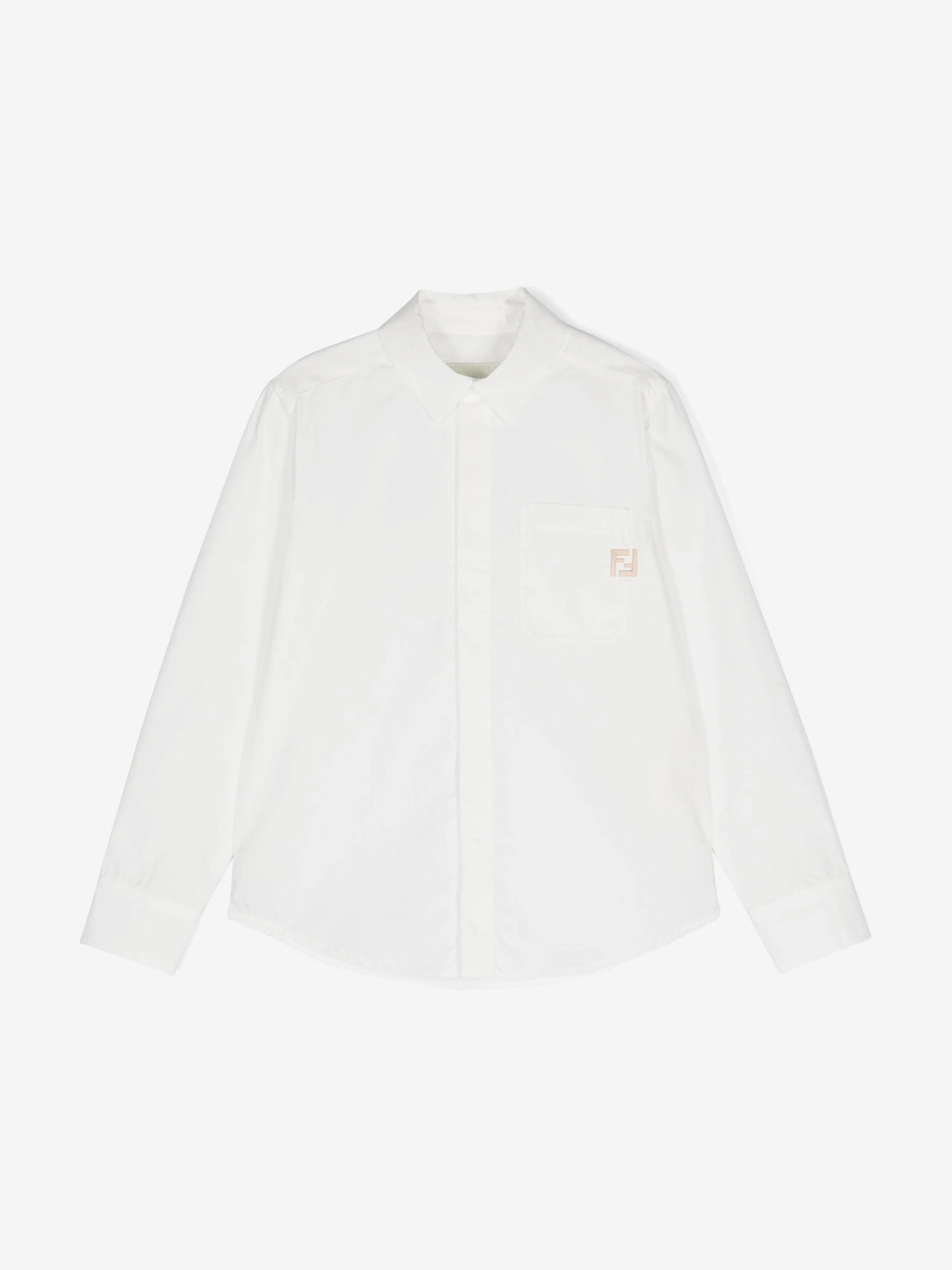 Fendi Boys Cotton Logo Shirt in White