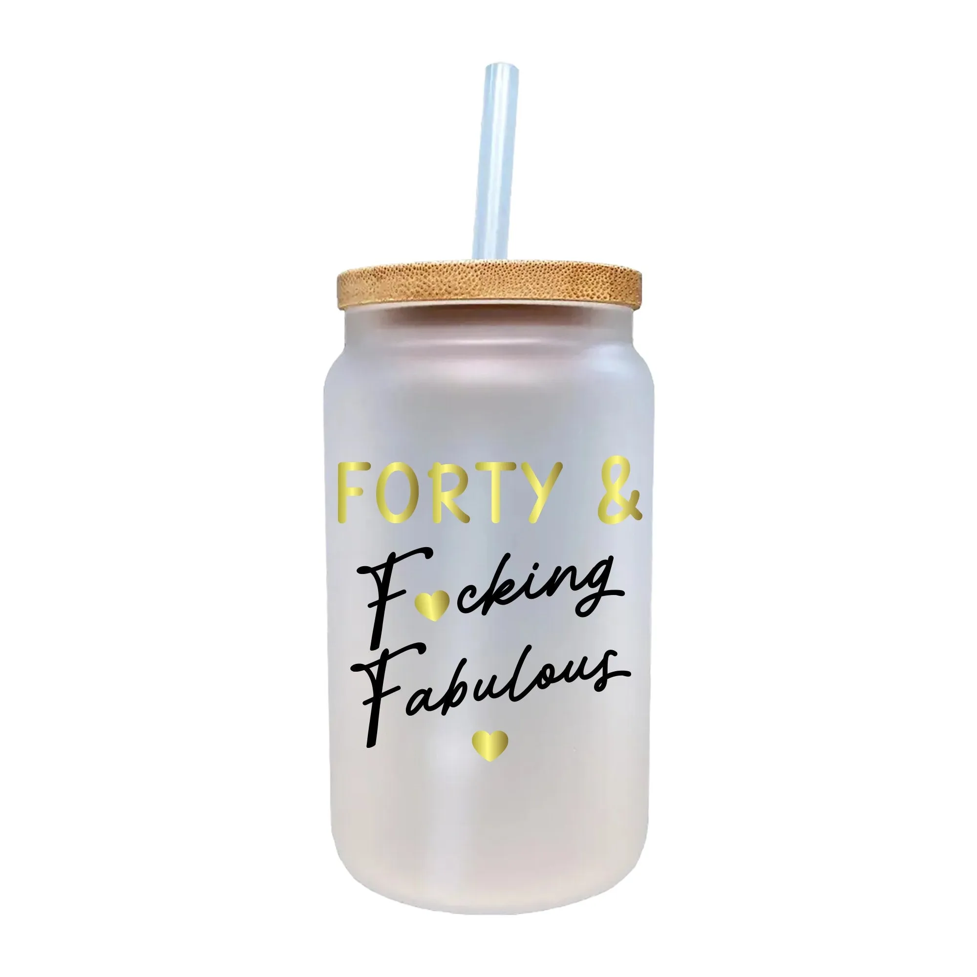 Forty & F*king Fabulous Birthday Iced Coffee Cup Glass Tumbler 40th Birthday Celebration Party Gift 1984 Glass Mug Party Favor Can (BFG1001)