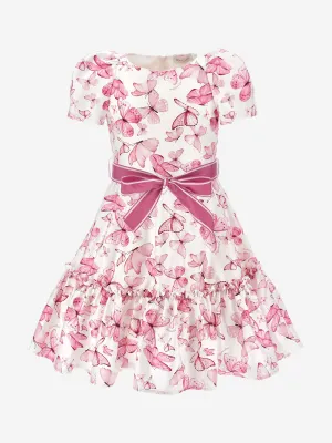 Girls Butterfly Print Dress in Pink