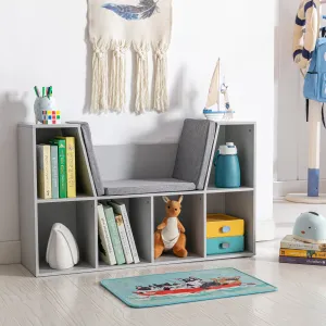 Kids Storage Cabinet, Organiser Display Shelf w/ Six Compartments for Toys, Clothes, Books - Grey