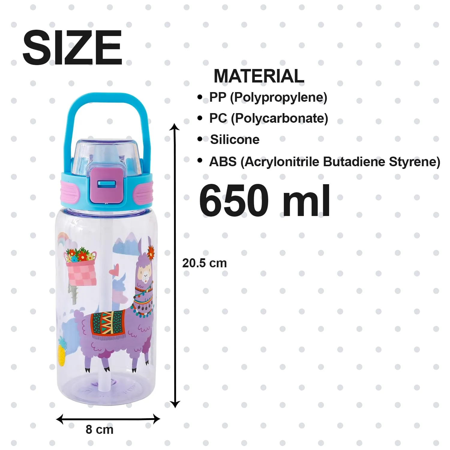 Kuber Industries Pack of 2 Kids Water Bottle With Straw |Sipper Water Bottle For Kids Boys Girls| Water Bottle with Locking Flip Lid | 650 ml | Blue | SYZ-7782B