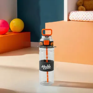 Kuber Industries Pack of 2 Kids Water Bottle With Straw |Sipper Water Bottle For Kids Boys Girls| Water Bottle with Locking Flip Lid | 800 ml |Black | SYZ-7740D