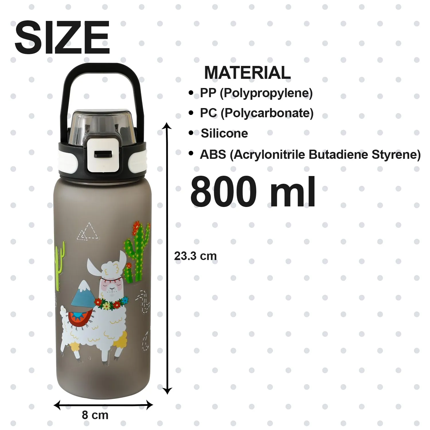 Kuber Industries Pack of 3 Kids Water Bottle With Straw |Sipper Water Bottle For Kids Boys Girls| Water Bottle with Locking Flip Lid | 800 ml |Black | SYZ-7791C