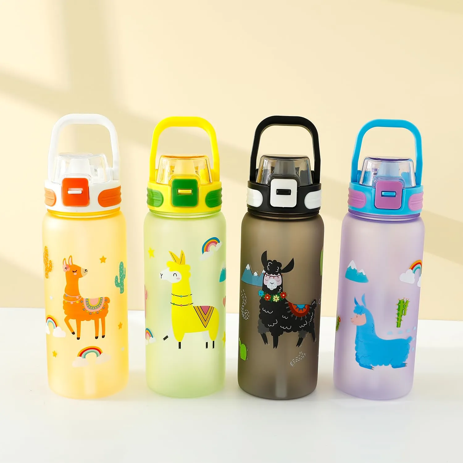 Kuber Industries Pack of 3 Kids Water Bottle With Straw |Sipper Water Bottle For Kids Boys Girls| Water Bottle with Locking Flip Lid | 800 ml |Black | SYZ-7791C