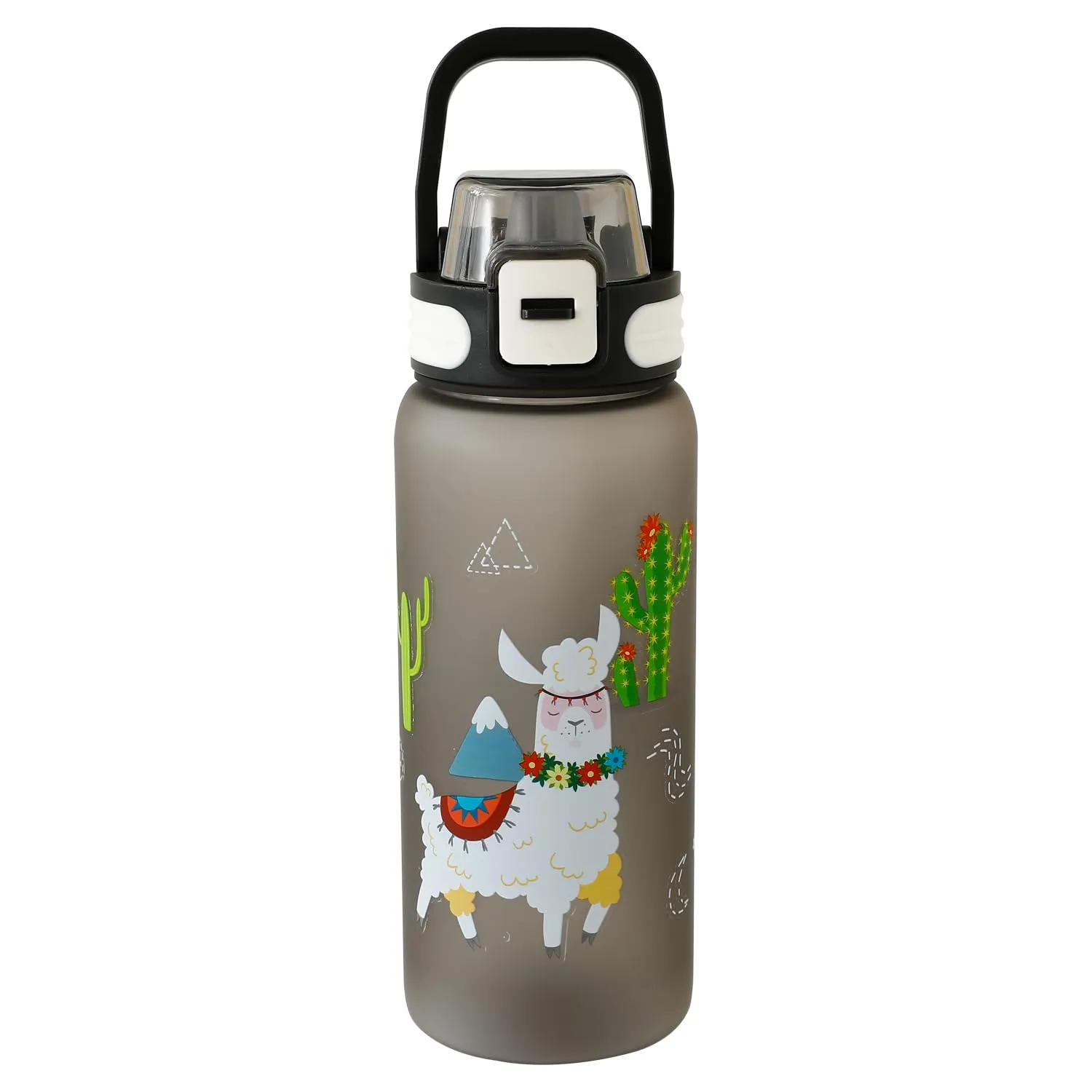Kuber Industries Pack of 3 Kids Water Bottle With Straw |Sipper Water Bottle For Kids Boys Girls| Water Bottle with Locking Flip Lid | 800 ml |Black | SYZ-7791C