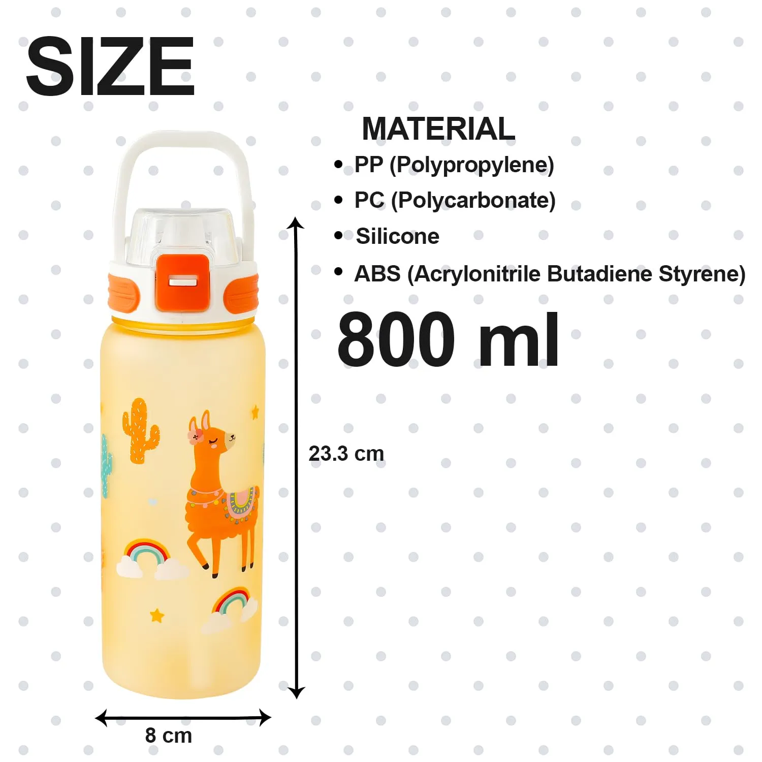 Kuber Industries Pack of 3 Kids Water Bottle With Straw |Sipper Water Bottle For Kids Boys Girls| Water Bottle with Locking Flip Lid | 800 ml |Orange | SYZ-7791B