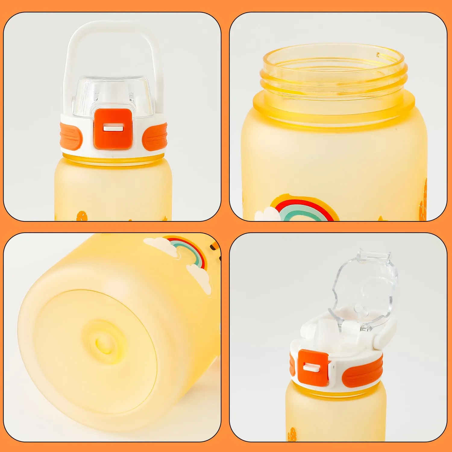 Kuber Industries Pack of 3 Kids Water Bottle With Straw |Sipper Water Bottle For Kids Boys Girls| Water Bottle with Locking Flip Lid | 800 ml |Orange | SYZ-7791B