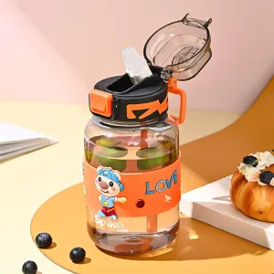 Kuber Industries Pack of 5 Kids Water Bottle With Straw |Sipper Water Bottle For Kids Boys Girls| Water Bottle with Locking Flip Lid | 800 ml || 800 ml |Orange | SYZ-7744C