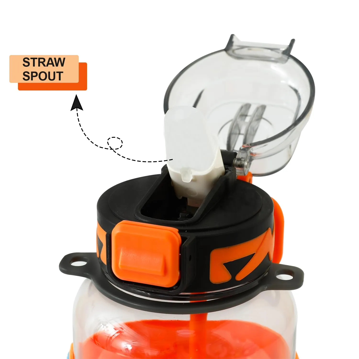 Kuber Industries Pack of 5 Kids Water Bottle With Straw |Sipper Water Bottle For Kids Boys Girls| Water Bottle with Locking Flip Lid | 800 ml || 800 ml |Orange | SYZ-7744C