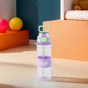 Kuber Industries Pack of 5 Kids Water Bottle With Straw |Sipper Water Bottle For Kids Boys Girls| Water Bottle with Locking Flip Lid | 800 ml |Purple | SYZ-7740A