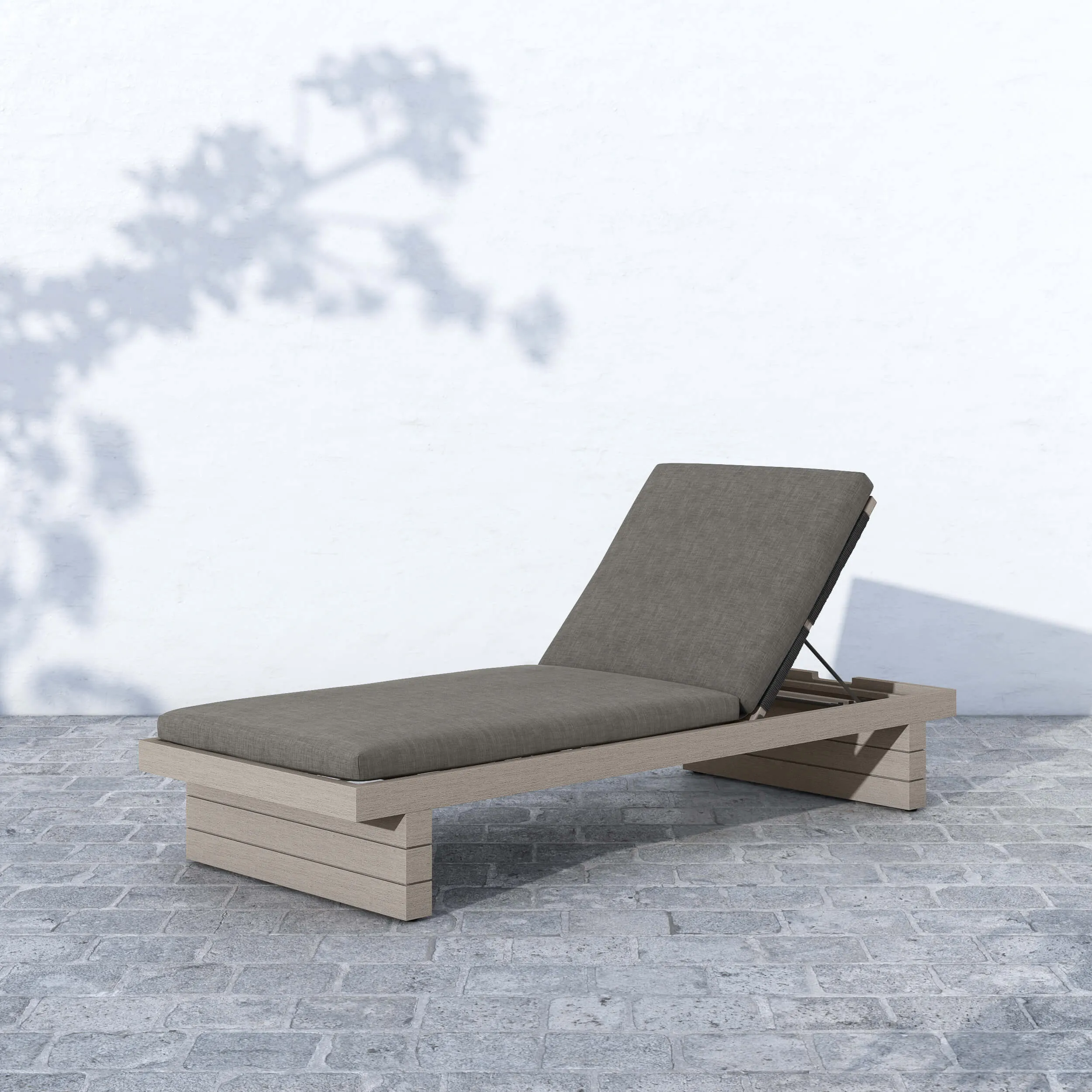 Leroy Outdoor Chaise, Charcoal/Weathered Grey