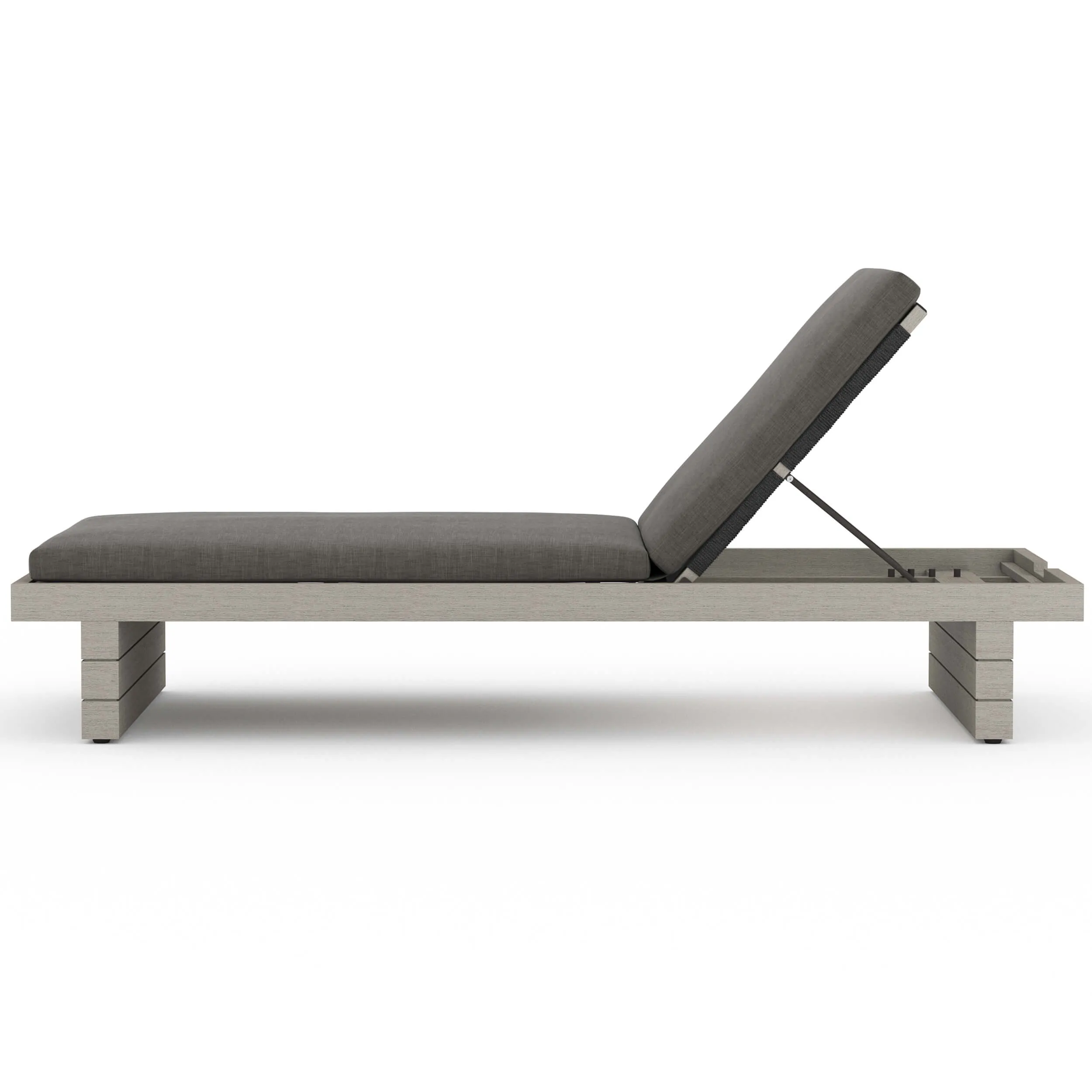 Leroy Outdoor Chaise, Charcoal/Weathered Grey