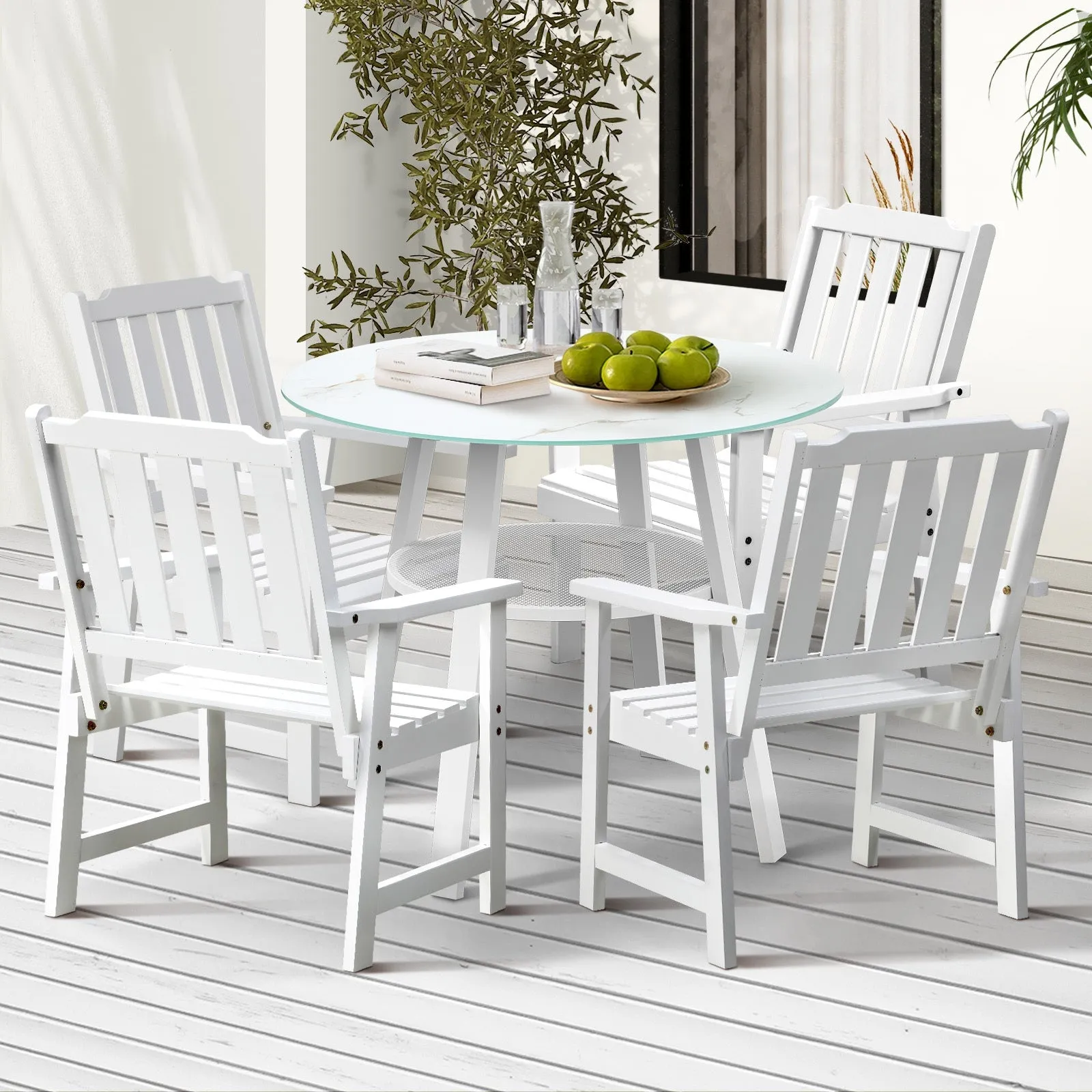 Livsip 5PCS Outdoor Dining Setting Solid Wood Chair Patio Furniture Set