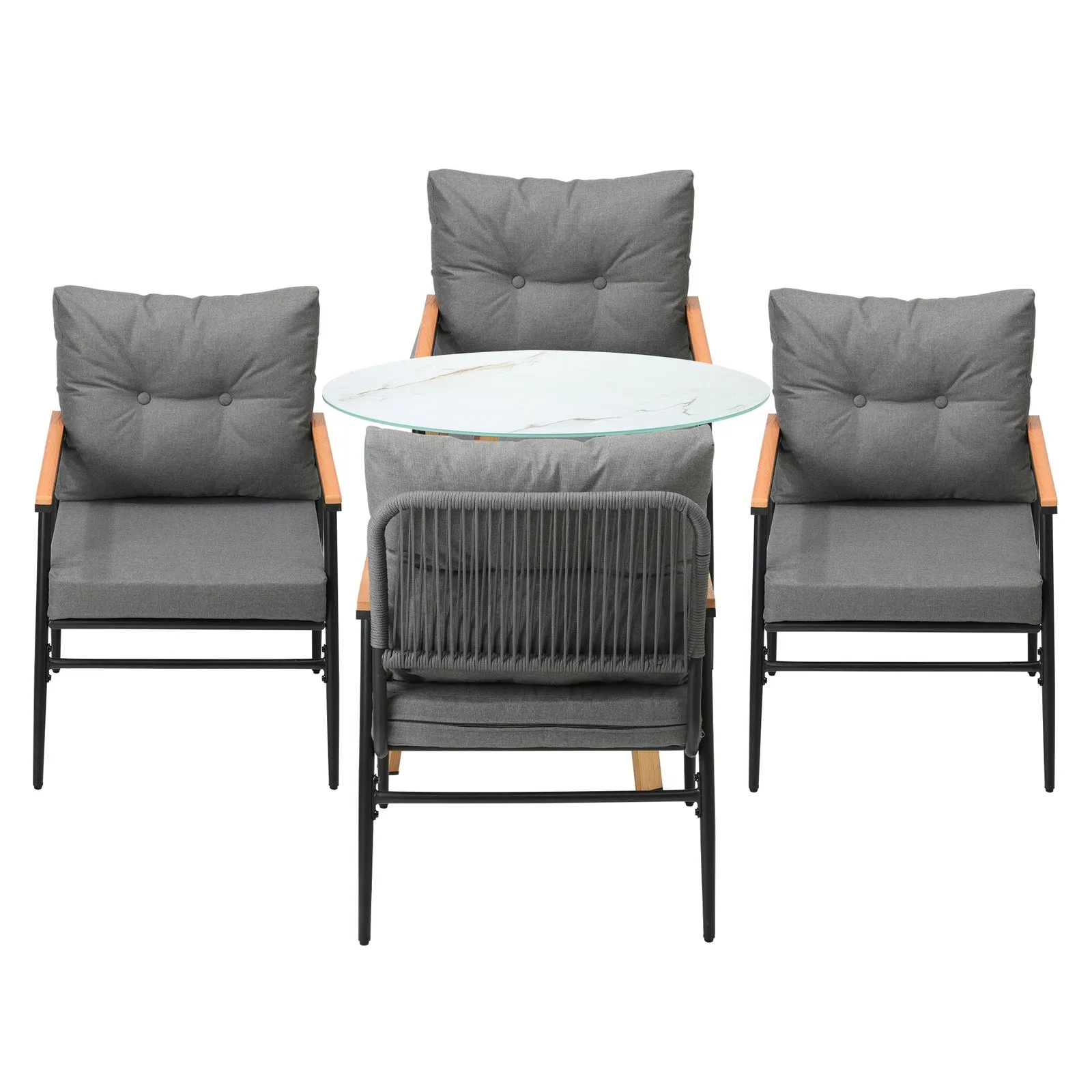 Livsip 5PCS Outdoor Furniture Dining Set Patio Setting Table with Storage Shelf