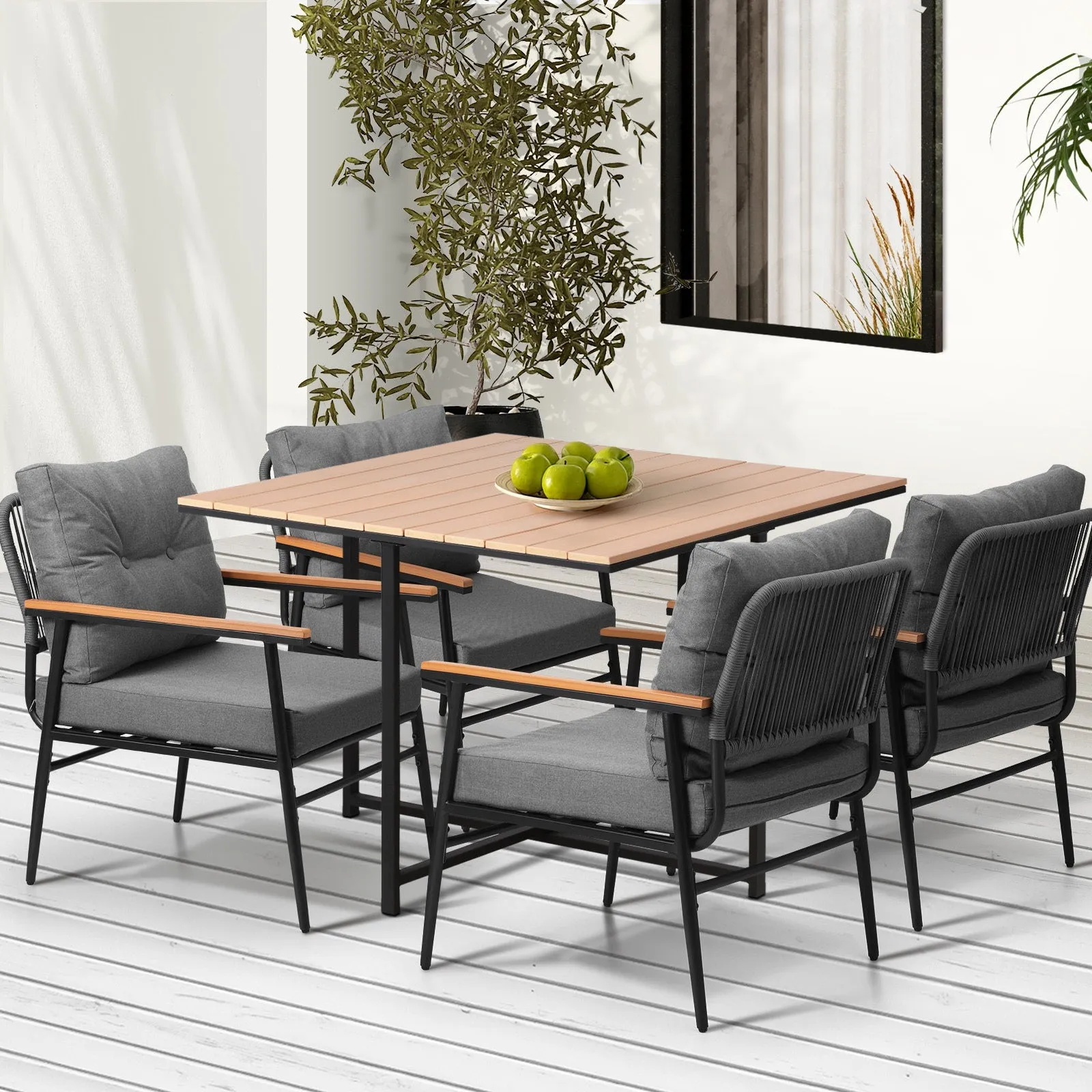 Livsip Outdoor Dining Set Patio Furniture Garden Table and Chairs 4 Seater