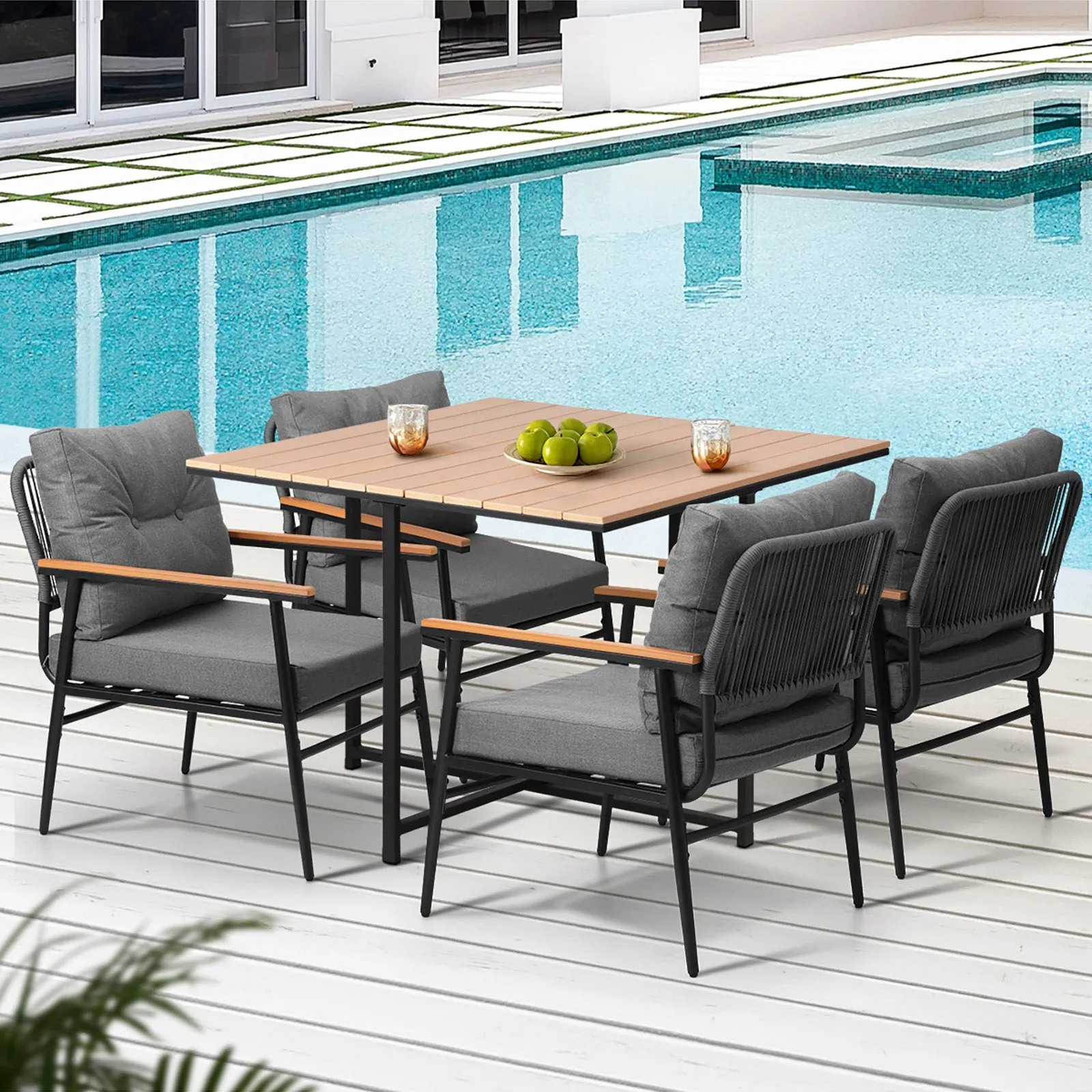 Livsip Outdoor Dining Set Patio Furniture Garden Table and Chairs 4 Seater